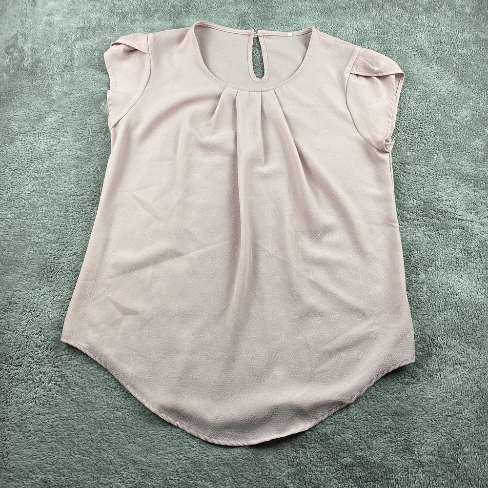 TASAMO Round Neck Top‎ Blouse Womens Medium Blush Pink
